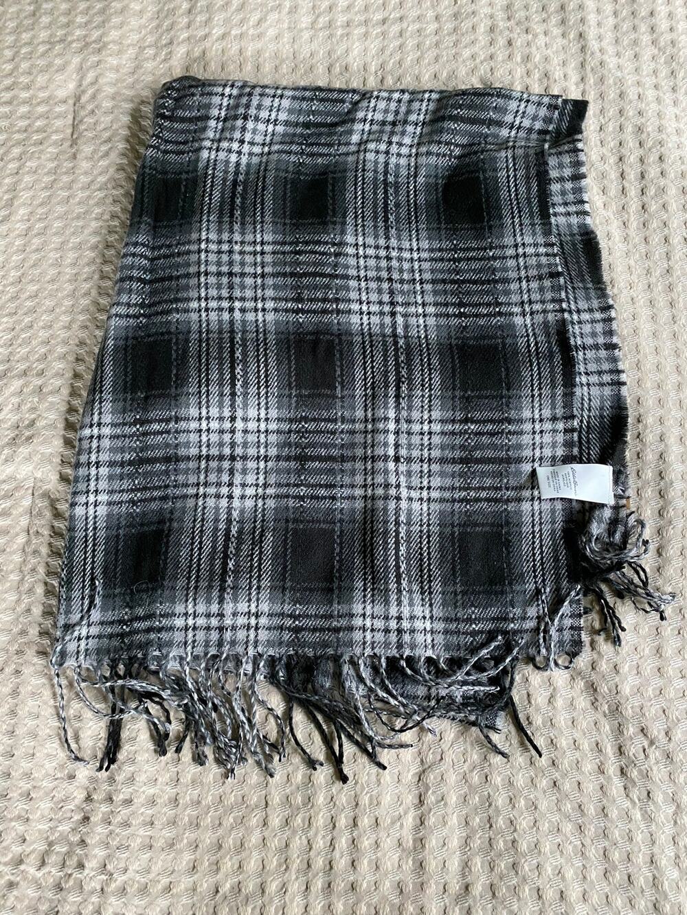 BRAND NEW Eddie Bauer Grey Plaid Scarf